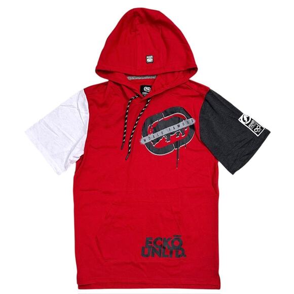 Ecko Unltd Men's Hoodie T-Shirt Panel Stitched Logo Print Short Sleeve Tee - Picture 1 of 4